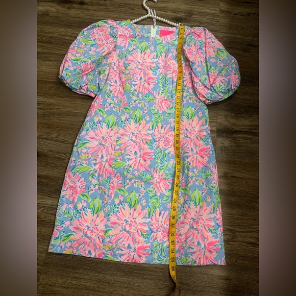 Lilly Pulitzer Roni Stretch Blue Peri Sunrise Bay Shift Dress Size 12 - Picture 7 of 10